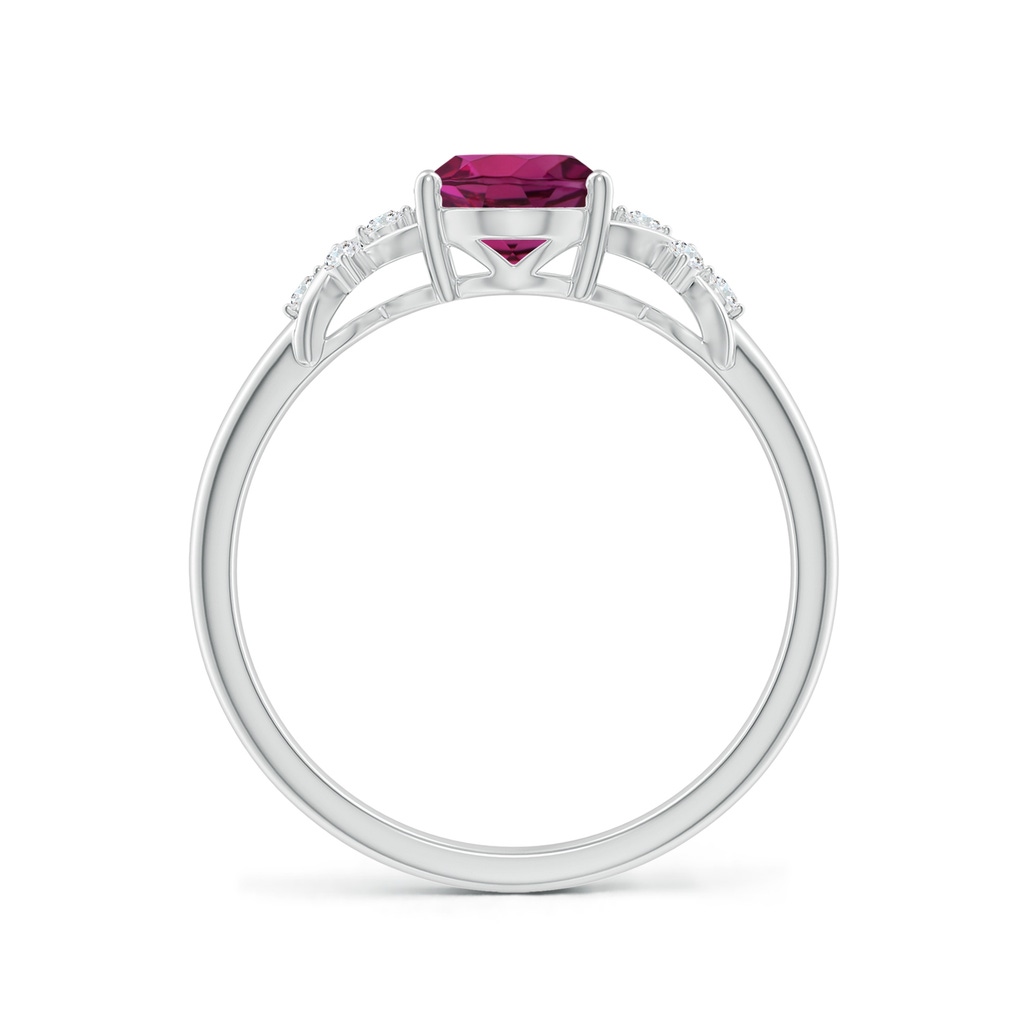 8x6mm AAAA Solitaire Oval Rhodolite Criss Cross Ring with Diamonds in P950 Platinum Side-1