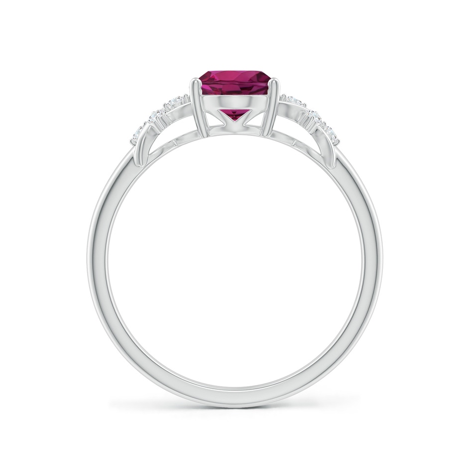 8x6mm AAAA Solitaire Oval Rhodolite Criss Cross Ring with Diamonds in White Gold side-1