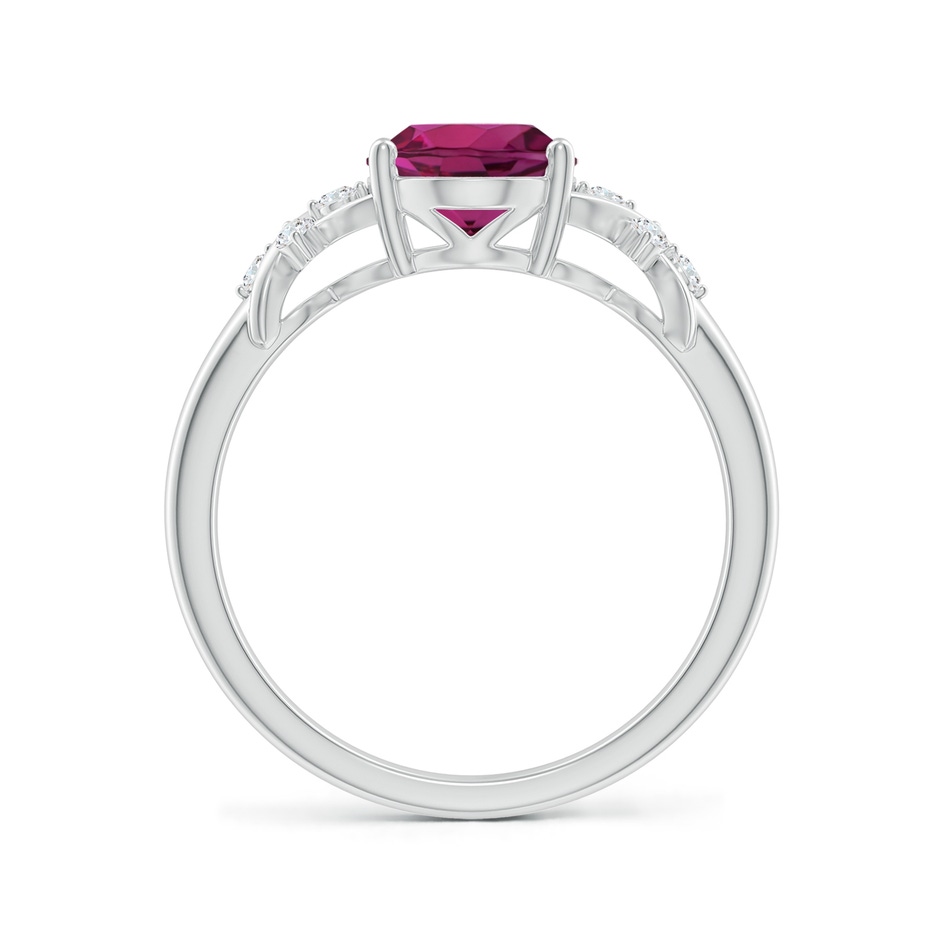9x7mm AAAA Solitaire Oval Rhodolite Criss Cross Ring with Diamonds in P950 Platinum side-1