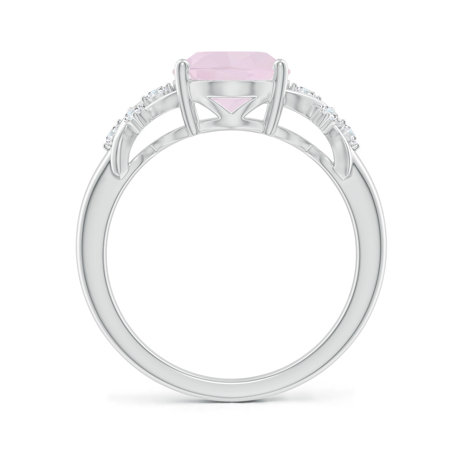 10x8mm A Solitaire Oval Rose Quartz Criss Cross Ring with Diamonds in White Gold side-1