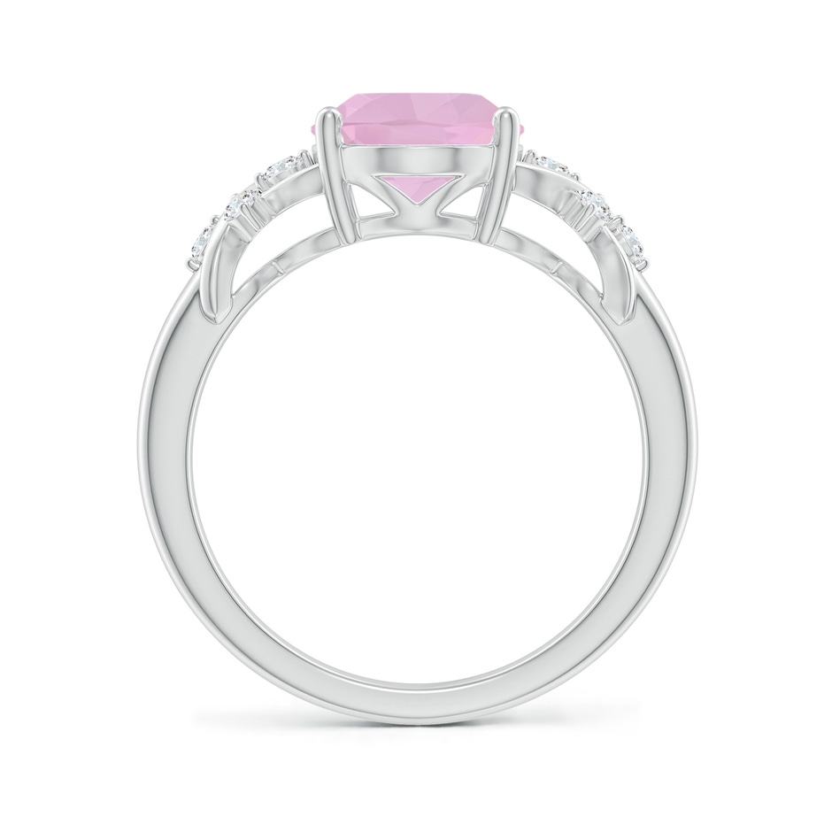 10x8mm AAAA Solitaire Oval Rose Quartz Criss Cross Ring with Diamonds in P950 Platinum side-1