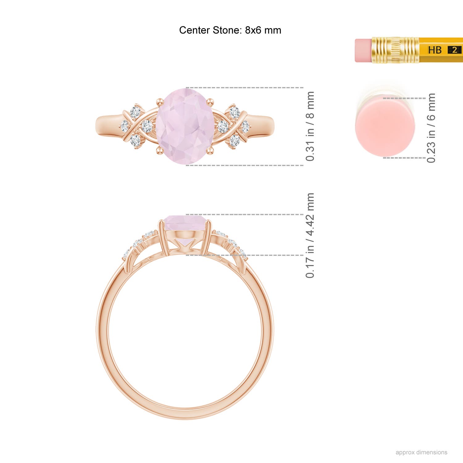 A - Rose Quartz / 1.08 CT / 14 KT Rose Gold