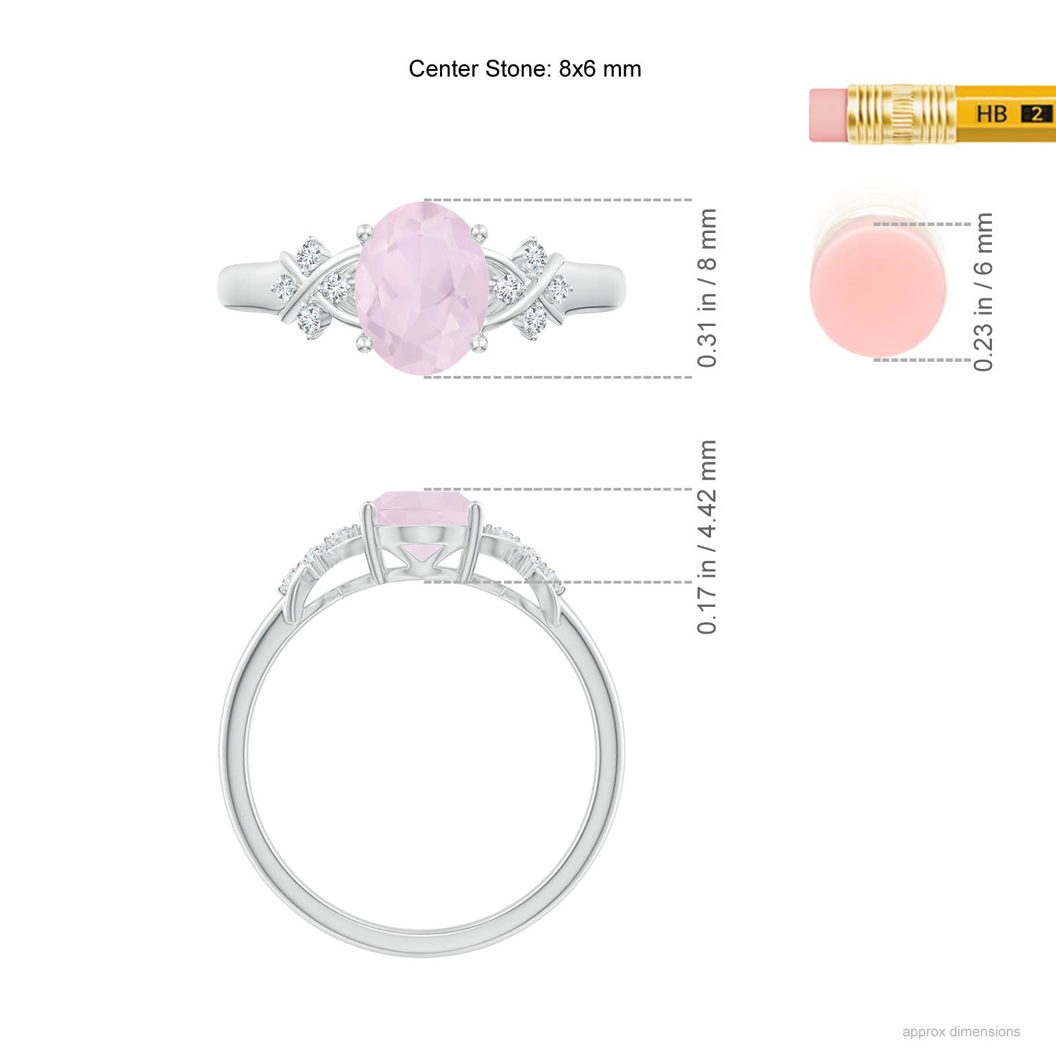 A - Rose Quartz / 1.08 CT / 14 KT White Gold