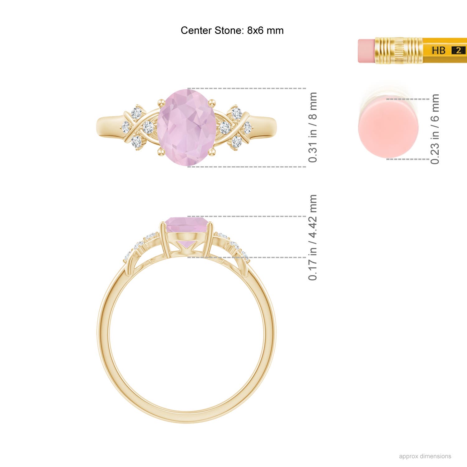 AAA - Rose Quartz / 1.08 CT / 14 KT Yellow Gold