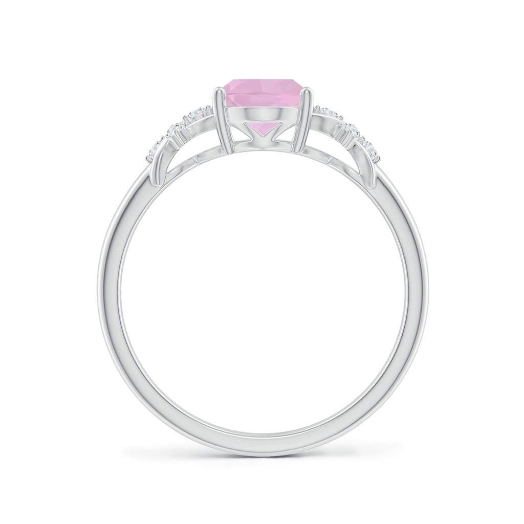 8x6mm AAAA Solitaire Oval Rose Quartz Criss Cross Ring with Diamonds in P950 Platinum - side_1