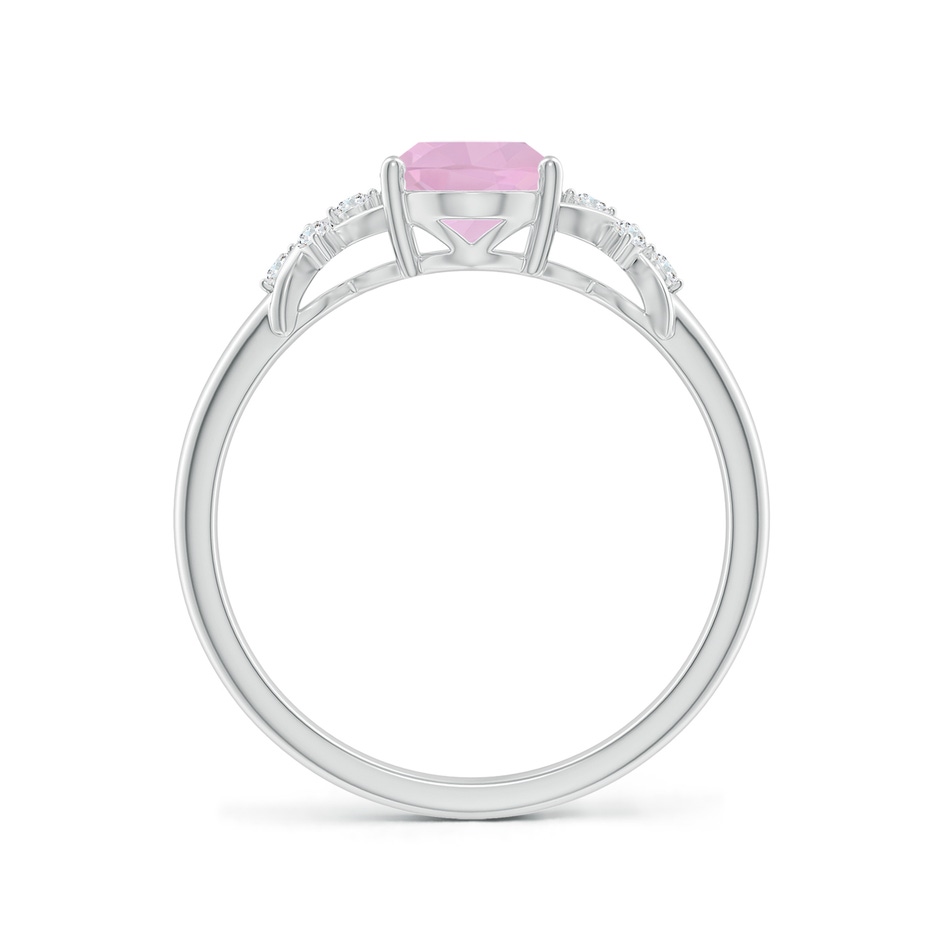 8x6mm AAAA Solitaire Oval Rose Quartz Criss Cross Ring with Diamonds in P950 Platinum side-1