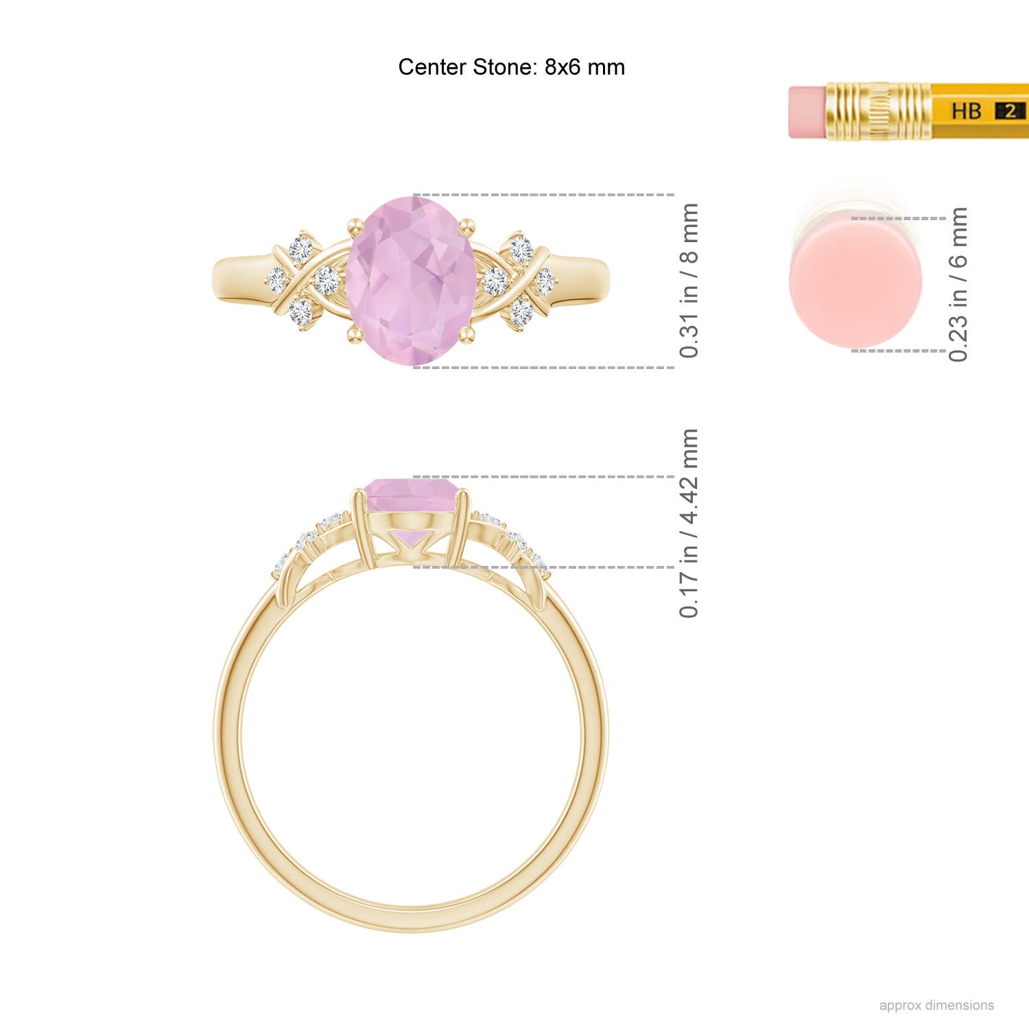 AAAA - Rose Quartz / 1.08 CT / 14 KT Yellow Gold