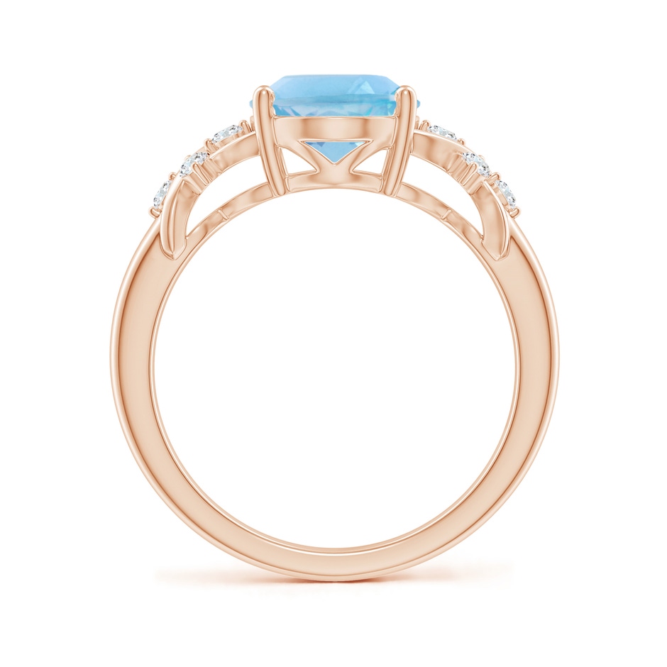 10x8mm A Solitaire Oval Swiss Blue Topaz Criss Cross Ring with Diamonds in Rose Gold side-1