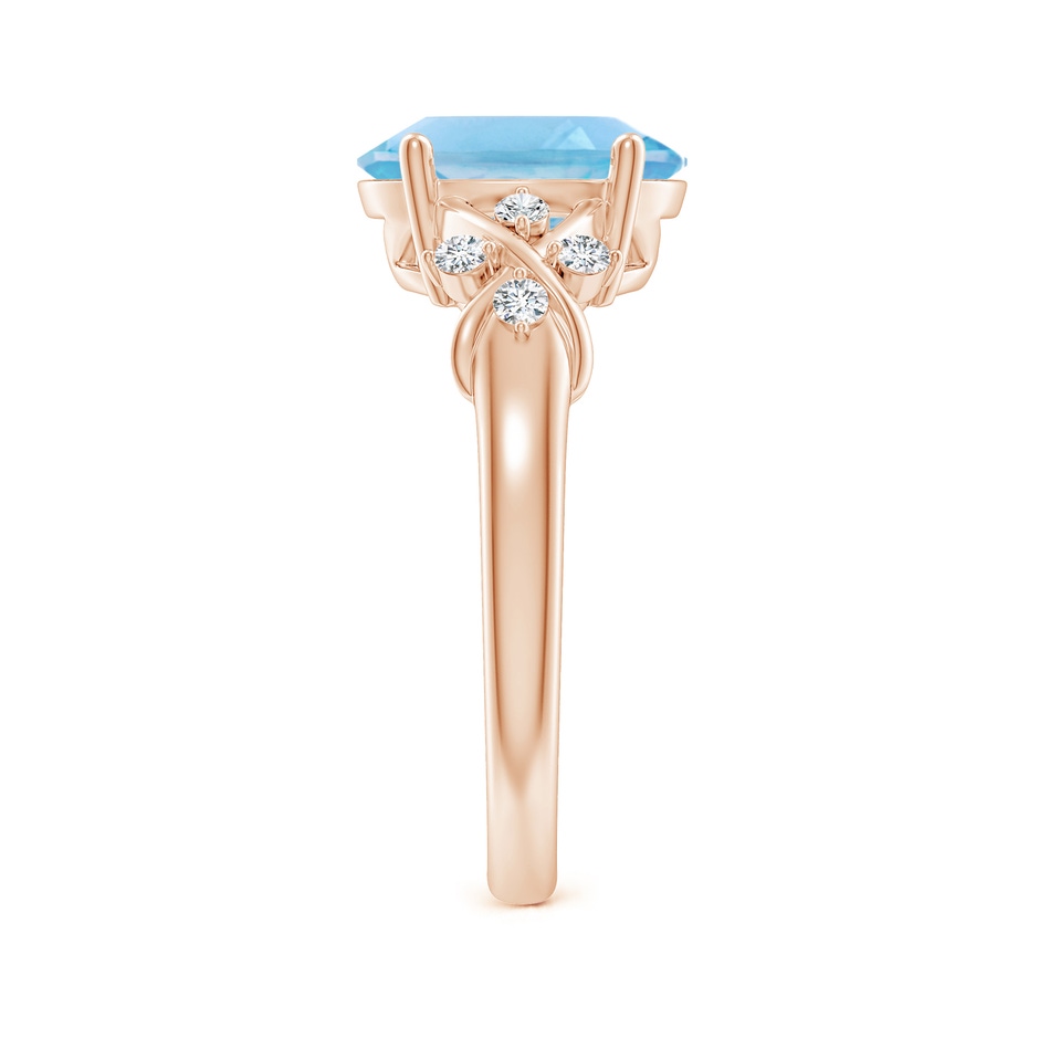 10x8mm A Solitaire Oval Swiss Blue Topaz Criss Cross Ring with Diamonds in Rose Gold side-2