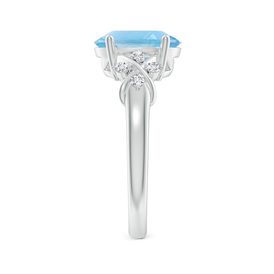 10x8mm A Solitaire Oval Swiss Blue Topaz Criss Cross Ring with Diamonds in White Gold side-2