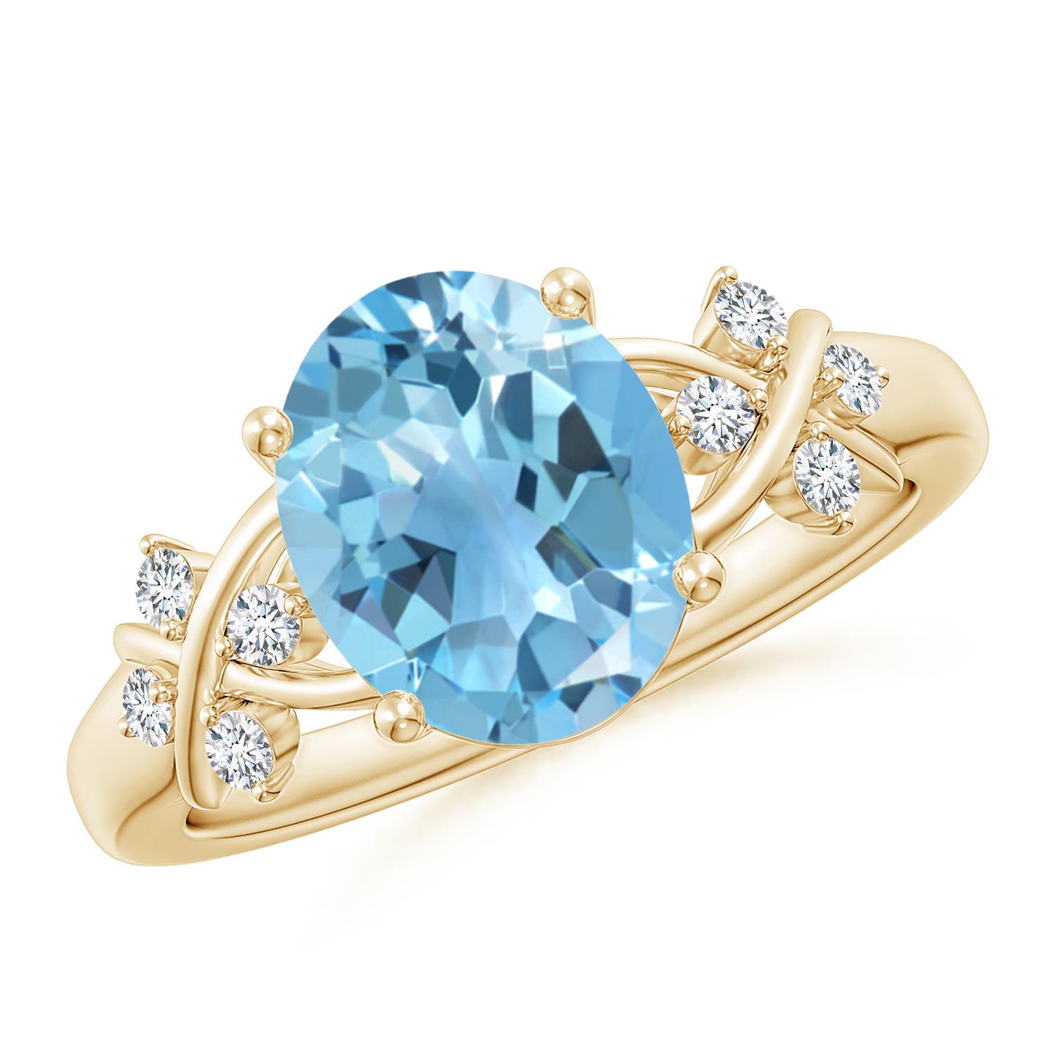 A - Swiss Blue Topaz / 3.42 CT / 14 KT Yellow Gold