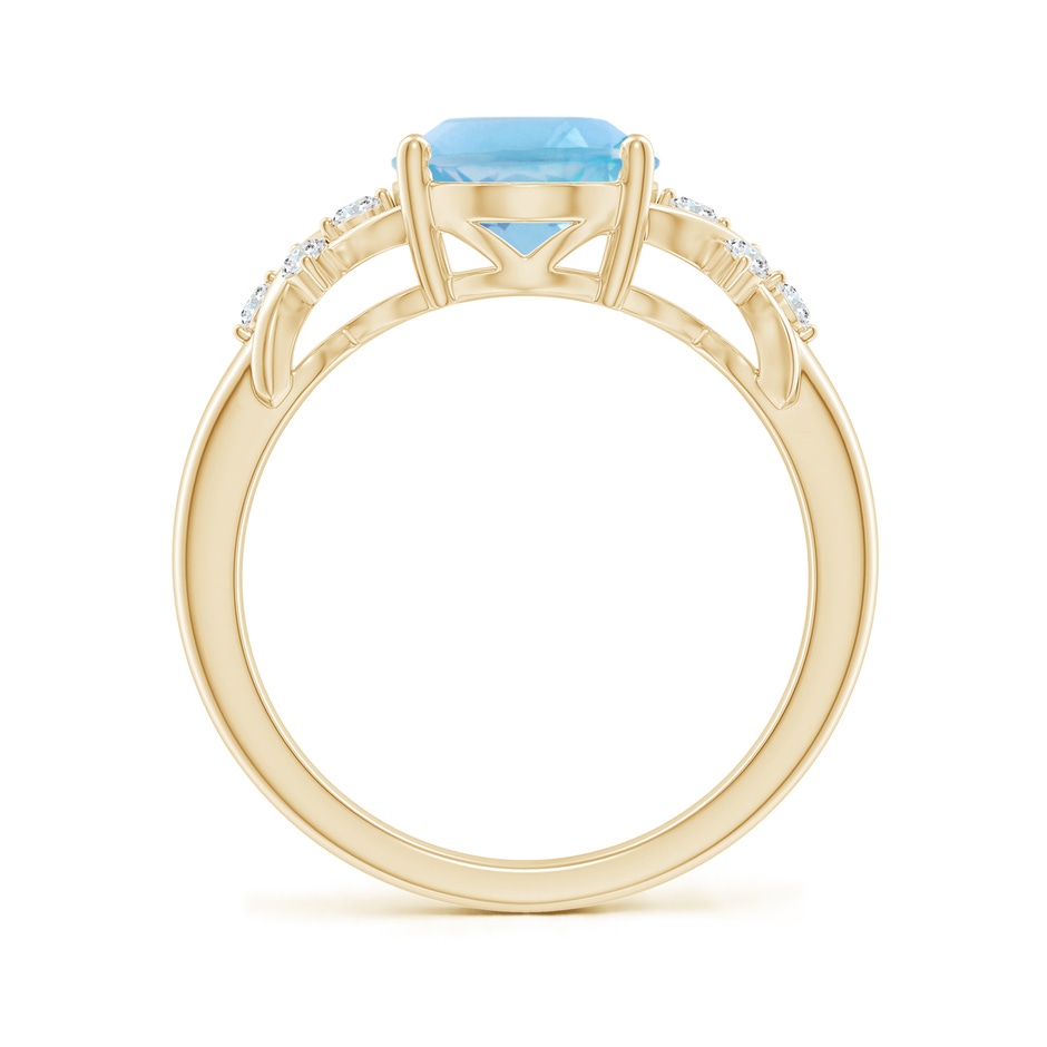 10x8mm A Solitaire Oval Swiss Blue Topaz Criss Cross Ring with Diamonds in Yellow Gold side-1