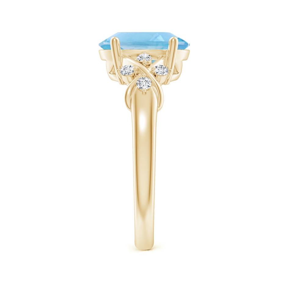 10x8mm A Solitaire Oval Swiss Blue Topaz Criss Cross Ring with Diamonds in Yellow Gold side-2