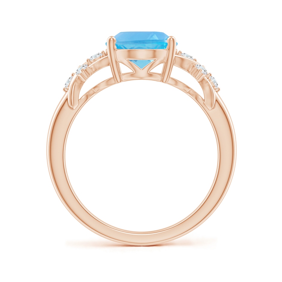 10x8mm AA Solitaire Oval Swiss Blue Topaz Criss Cross Ring with Diamonds in Rose Gold side-1