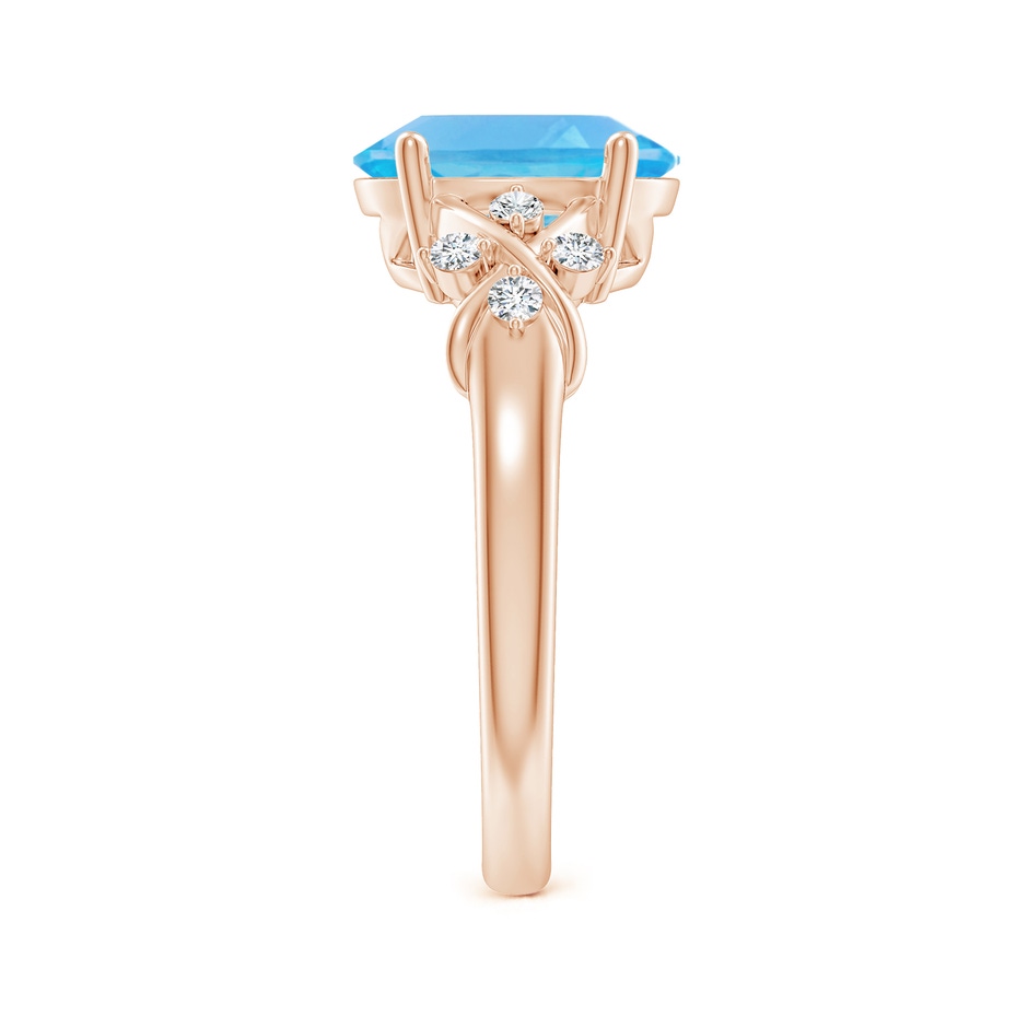 10x8mm AA Solitaire Oval Swiss Blue Topaz Criss Cross Ring with Diamonds in Rose Gold side-2