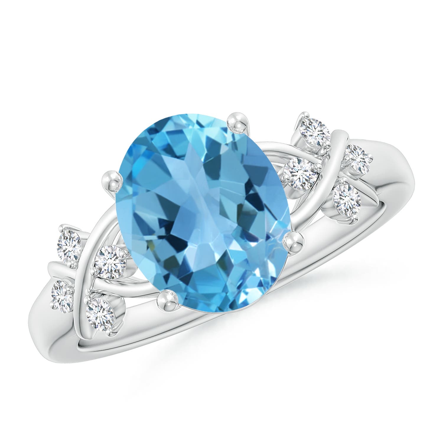 AA - Swiss Blue Topaz / 3.42 CT / 14 KT White Gold