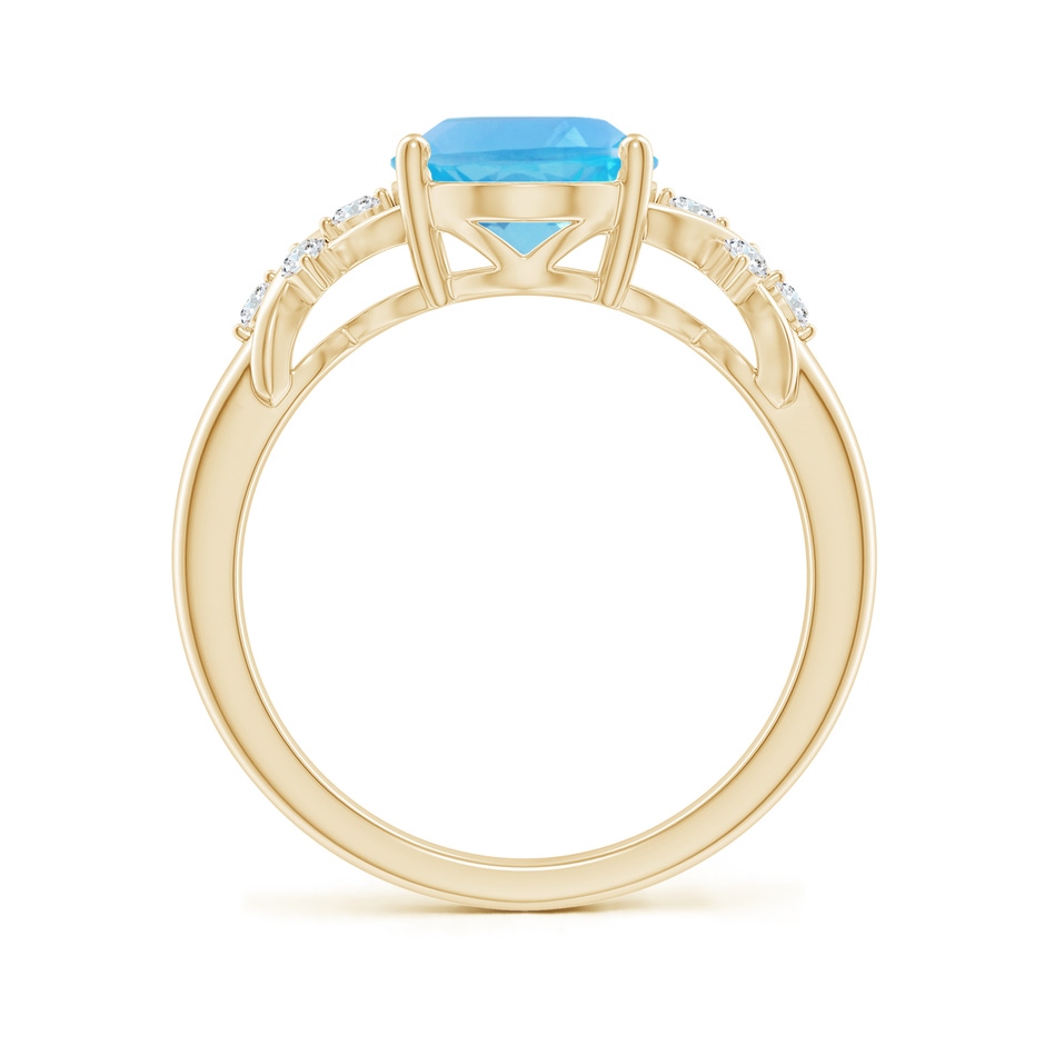 10x8mm AA Solitaire Oval Swiss Blue Topaz Criss Cross Ring with Diamonds in Yellow Gold side-1