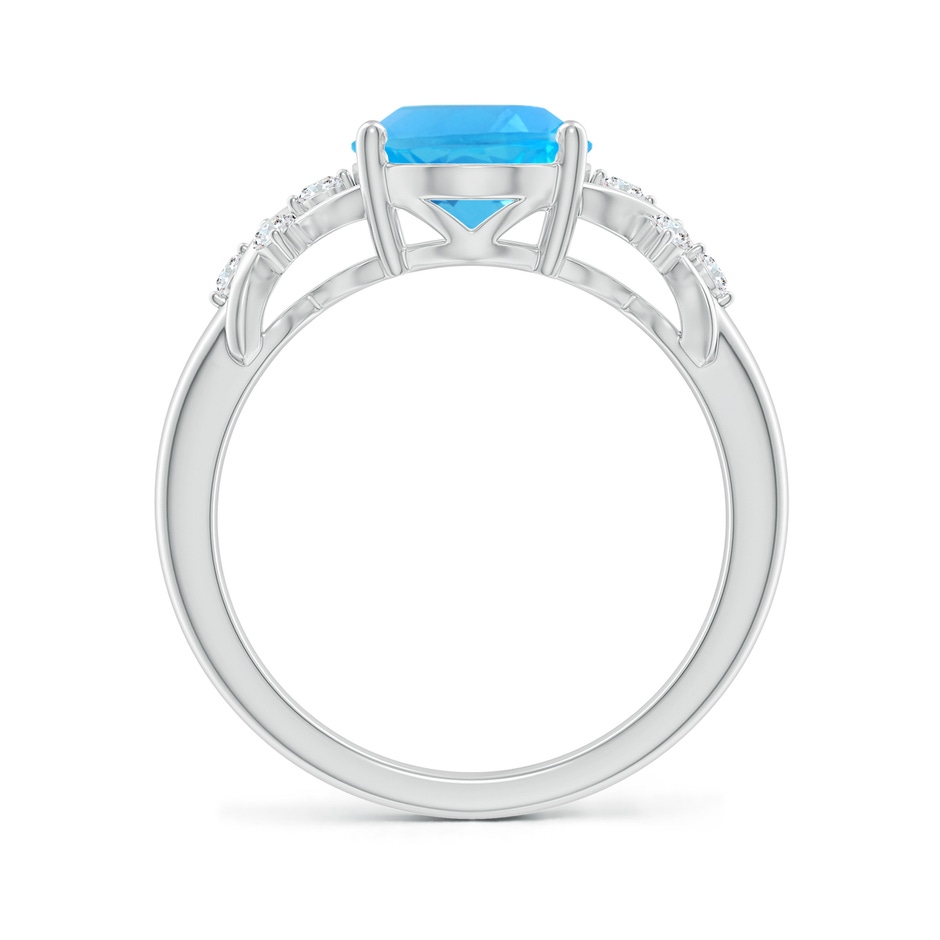 10x8mm AAA Solitaire Oval Swiss Blue Topaz Criss Cross Ring with Diamonds in P950 Platinum side-1