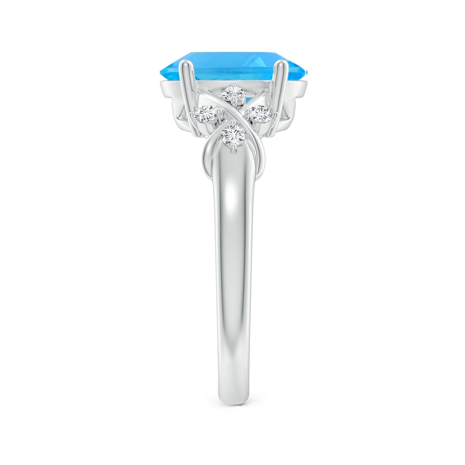 10x8mm AAA Solitaire Oval Swiss Blue Topaz Criss Cross Ring with Diamonds in P950 Platinum side-2