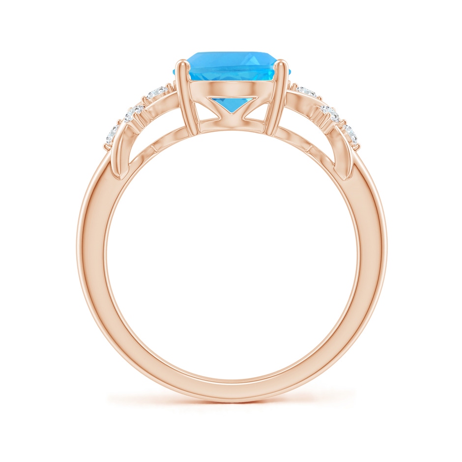 10x8mm AAA Solitaire Oval Swiss Blue Topaz Criss Cross Ring with Diamonds in Rose Gold side-1