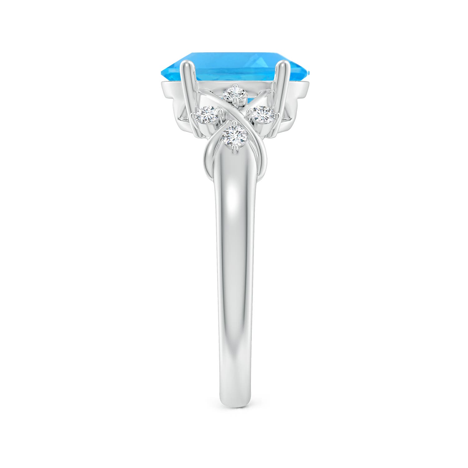 AAA - Swiss Blue Topaz / 3.42 CT / 14 KT White Gold