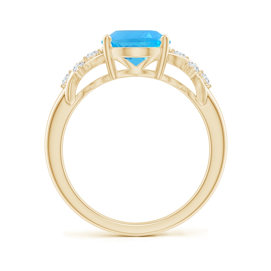 10x8mm AAA Solitaire Oval Swiss Blue Topaz Criss Cross Ring with Diamonds in Yellow Gold side-1