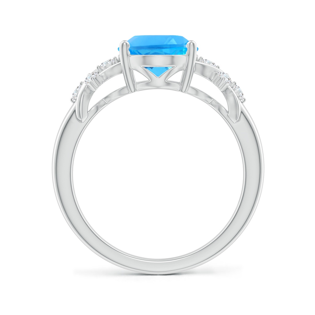 10x8mm AAAA Solitaire Oval Swiss Blue Topaz Criss Cross Ring with Diamonds in P950 Platinum Side-1