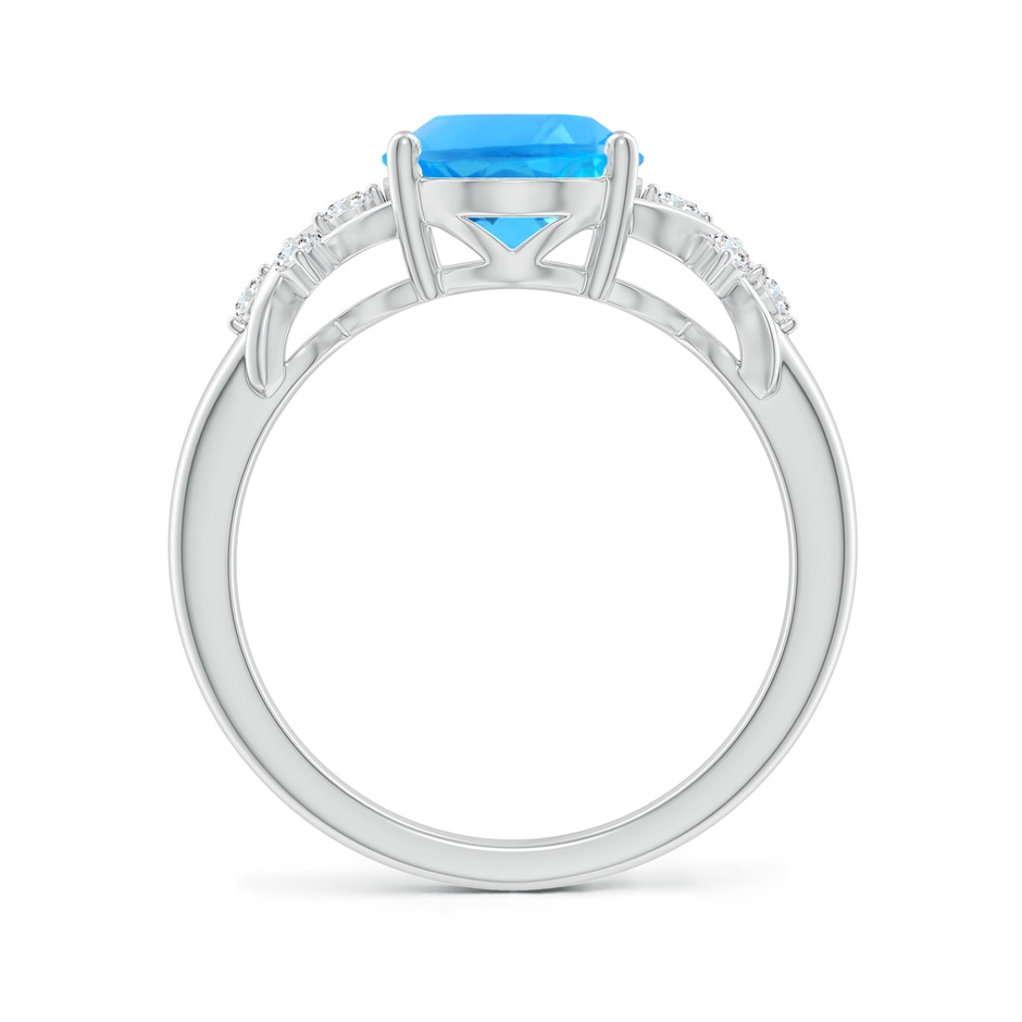 10x8mm AAAA Solitaire Oval Swiss Blue Topaz Criss Cross Ring with Diamonds in White Gold side-1