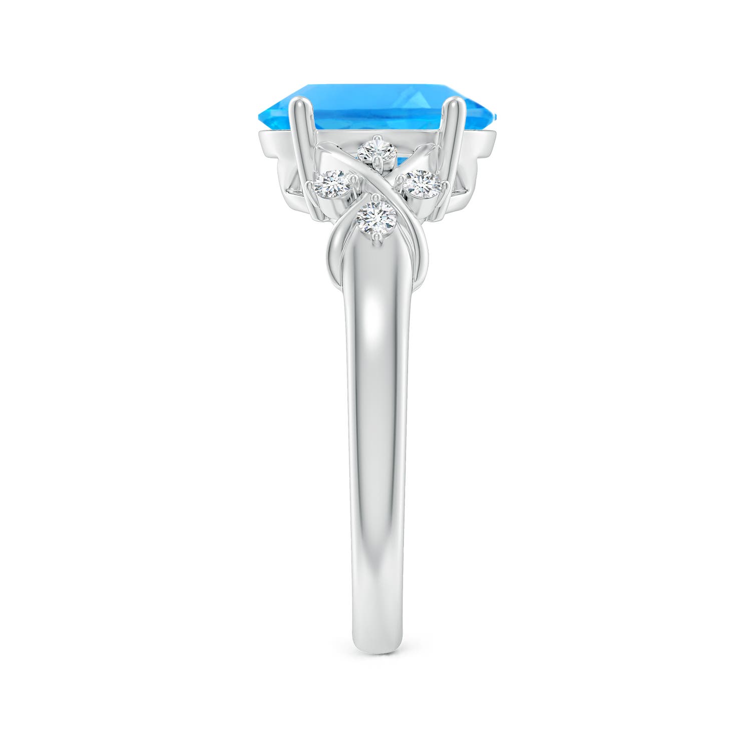 AAAA - Swiss Blue Topaz / 3.42 CT / 14 KT White Gold