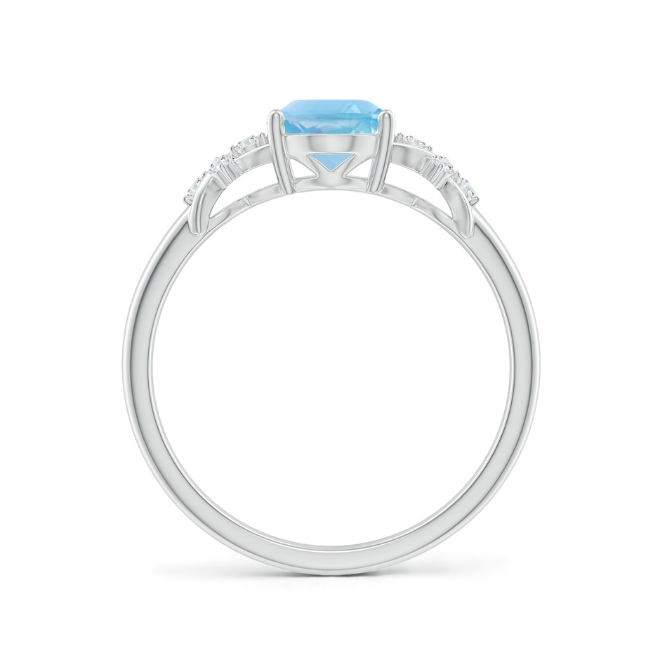 8x6mm A Solitaire Oval Swiss Blue Topaz Criss Cross Ring with Diamonds in P950 Platinum side-1