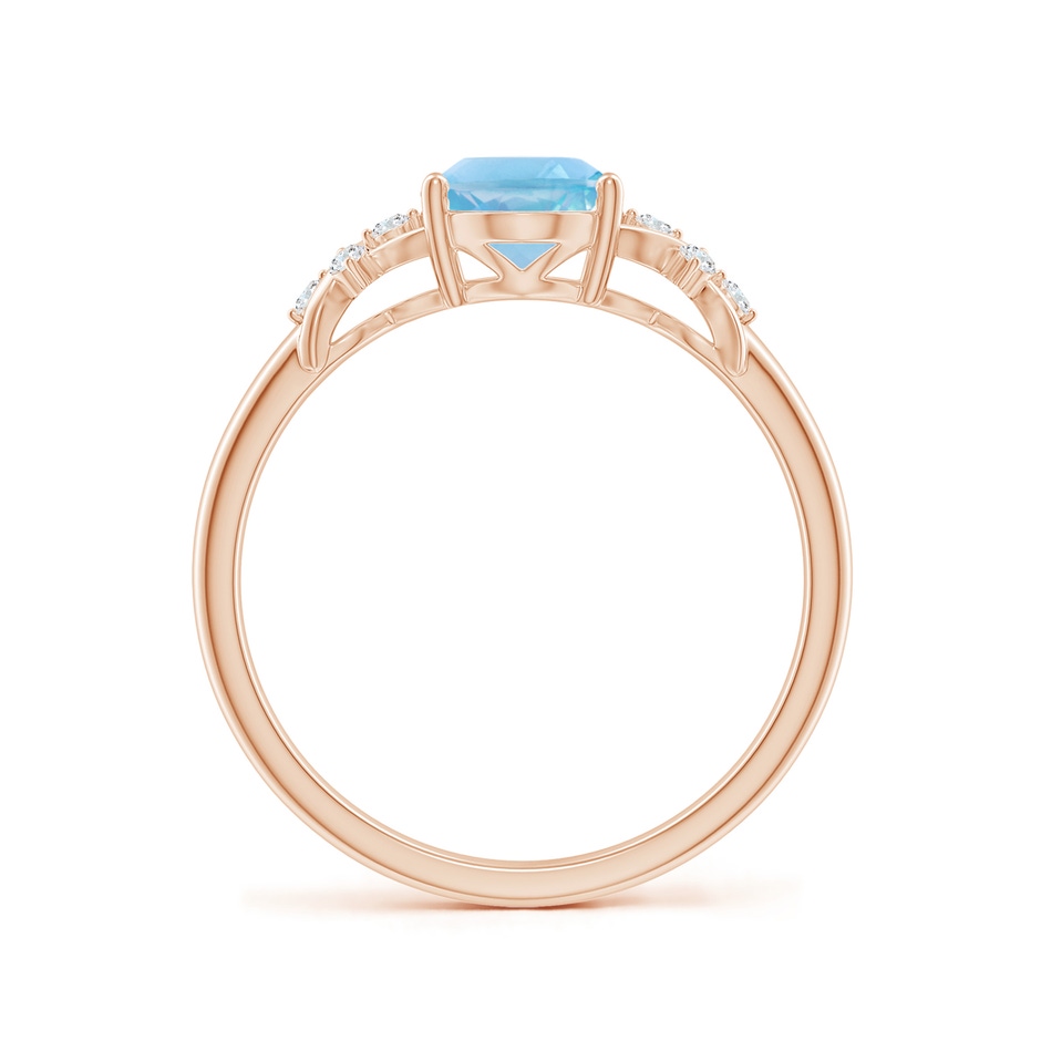 8x6mm A Solitaire Oval Swiss Blue Topaz Criss Cross Ring with Diamonds in Rose Gold side-1