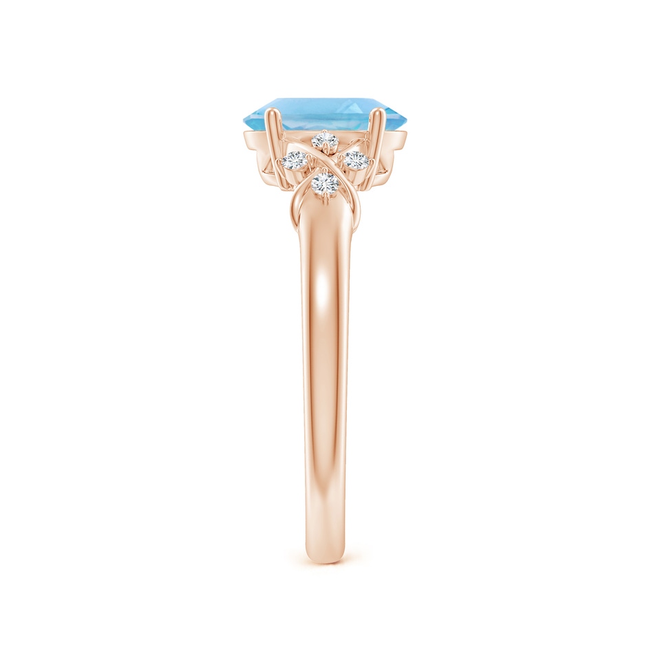 8x6mm A Solitaire Oval Swiss Blue Topaz Criss Cross Ring with Diamonds in Rose Gold side-2