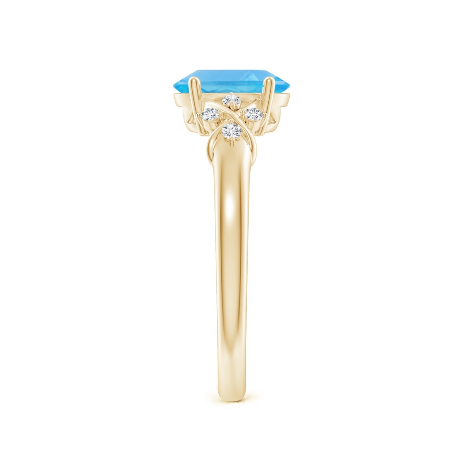 8x6mm AA Solitaire Oval Swiss Blue Topaz Criss Cross Ring with Diamonds in Yellow Gold side-2