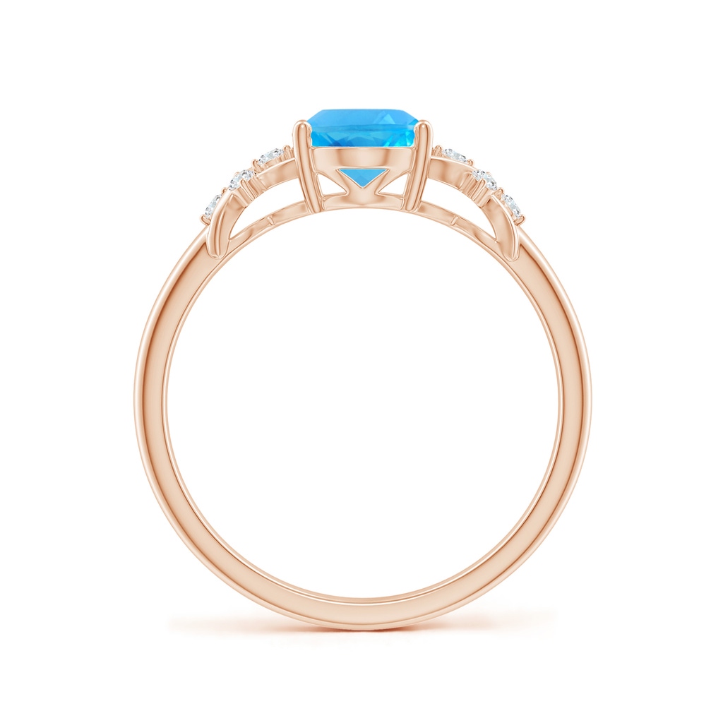 8x6mm AAA Solitaire Oval Swiss Blue Topaz Criss Cross Ring with Diamonds in 9K Rose Gold Side-1