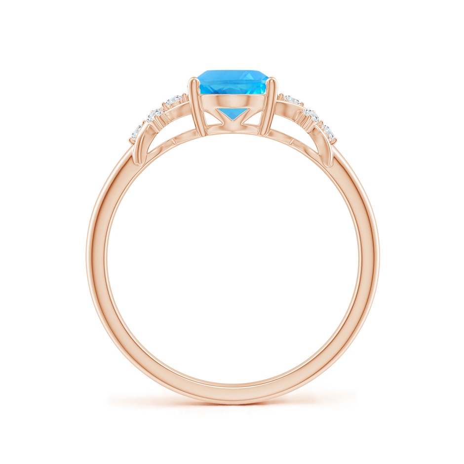 8x6mm AAA Solitaire Oval Swiss Blue Topaz Criss Cross Ring with Diamonds in Rose Gold side-1