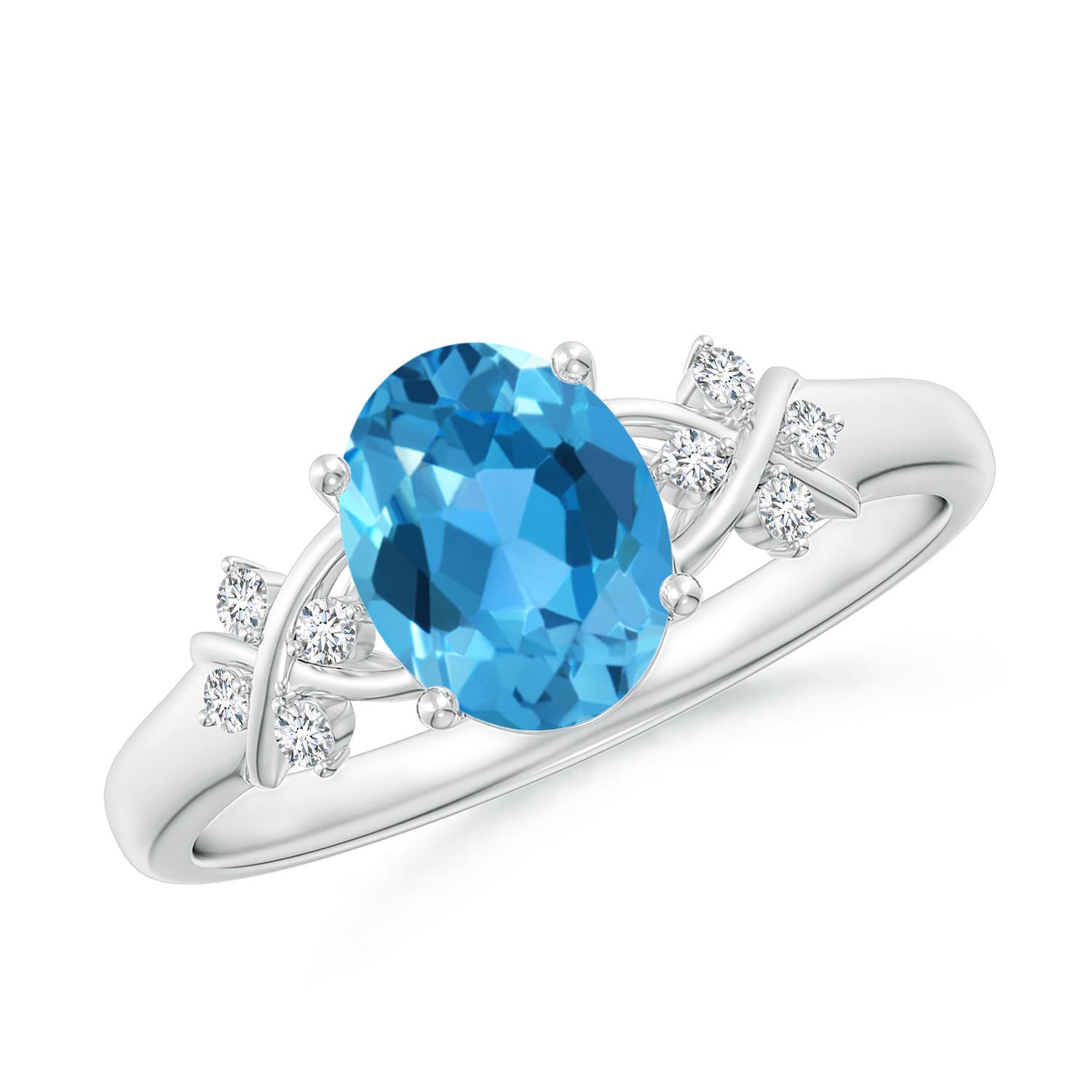 AAA - Swiss Blue Topaz / 1.58 CT / 14 KT White Gold