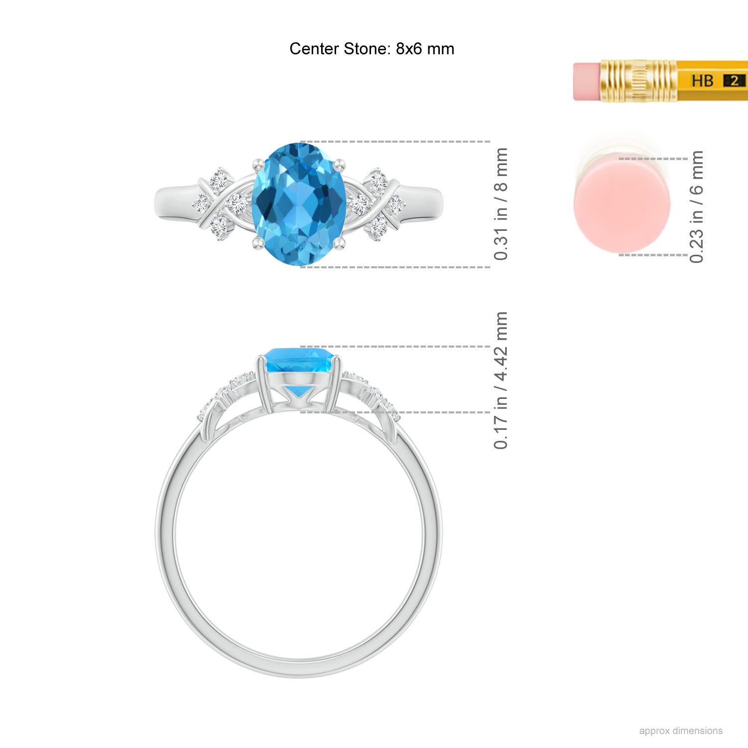 AAA - Swiss Blue Topaz / 1.58 CT / 14 KT White Gold