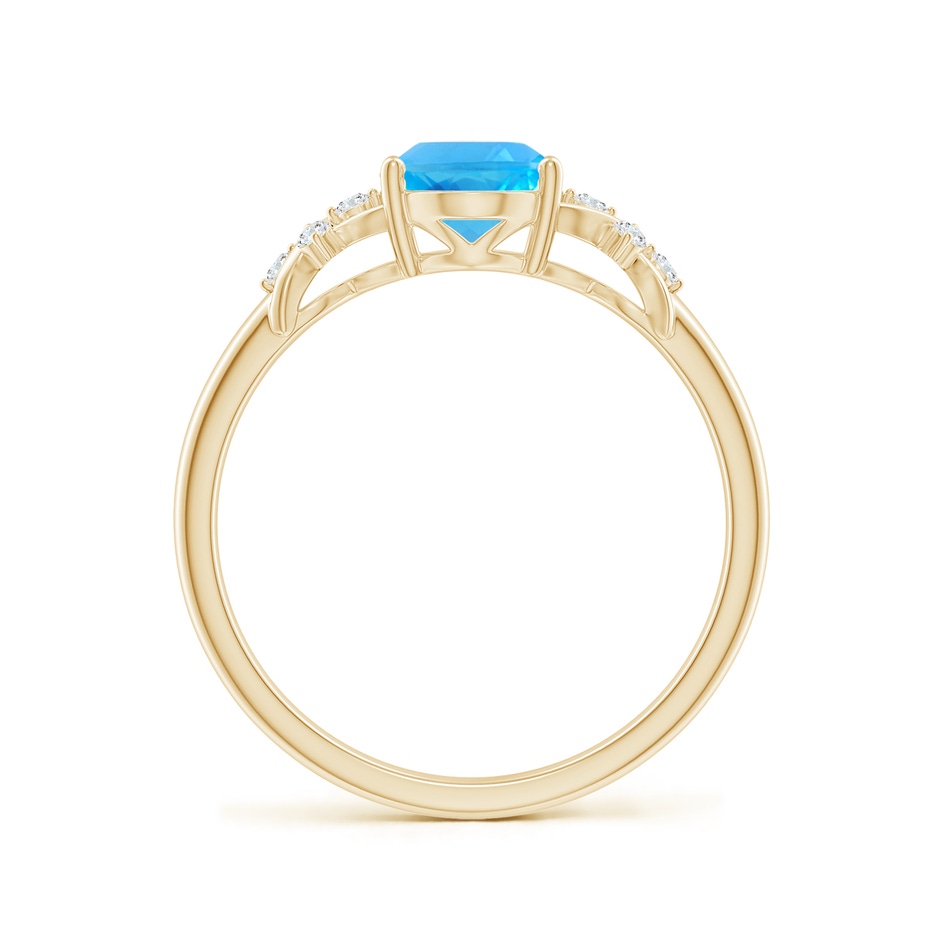 8x6mm AAA Solitaire Oval Swiss Blue Topaz Criss Cross Ring with Diamonds in Yellow Gold side-1