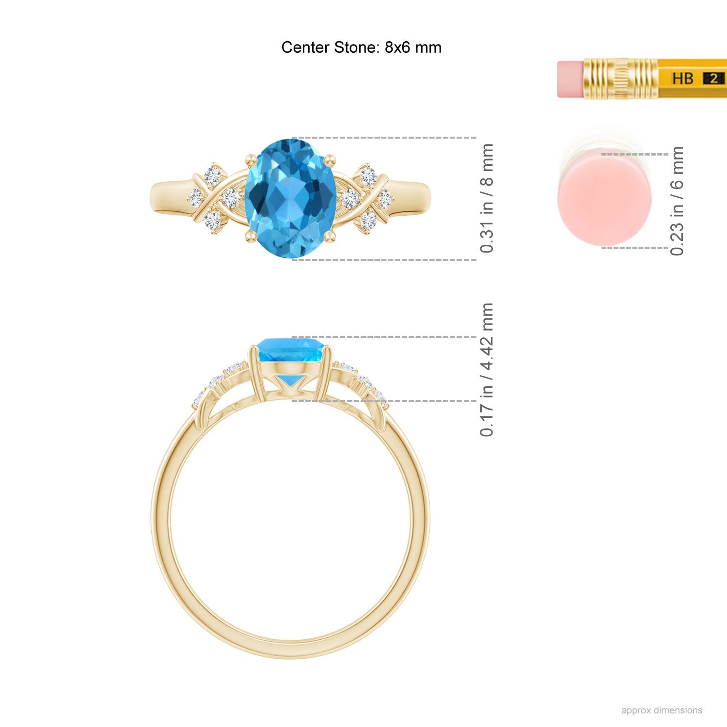 AAA - Swiss Blue Topaz / 1.58 CT / 14 KT Yellow Gold