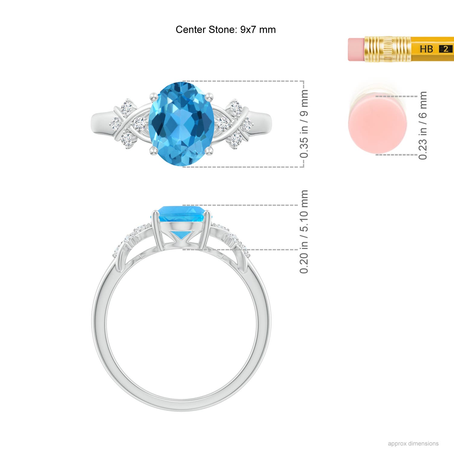 AAA - Swiss Blue Topaz / 2.36 CT / 14 KT White Gold