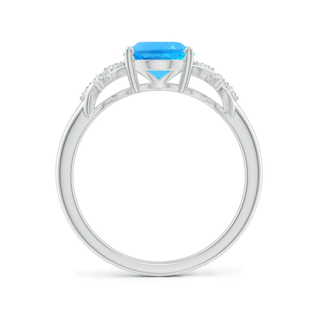 9x7mm AAAA Solitaire Oval Swiss Blue Topaz Criss Cross Ring with Diamonds in White Gold Side-1