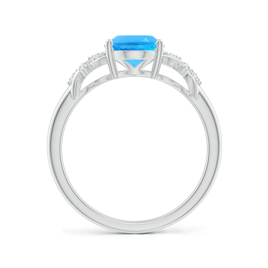 9x7mm AAAA Solitaire Oval Swiss Blue Topaz Criss Cross Ring with Diamonds in White Gold side-1