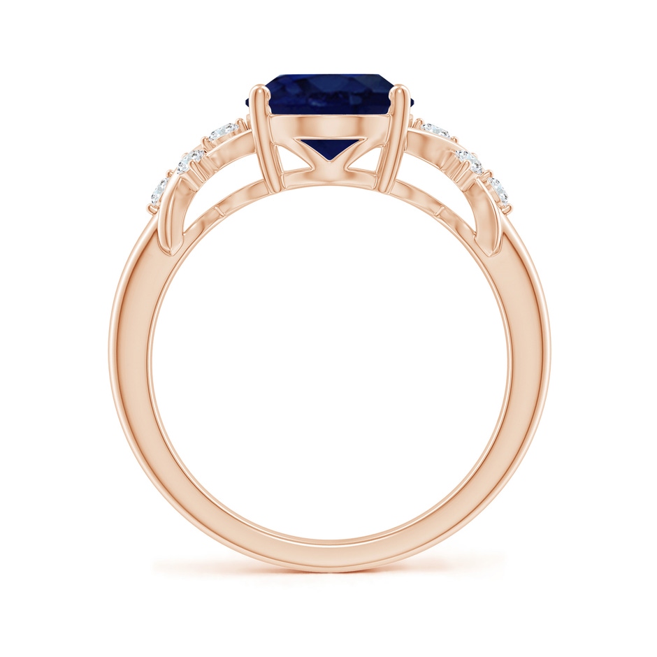 10x8mm A Solitaire Oval Blue Sapphire Criss Cross Ring with Diamonds in Rose Gold side 199