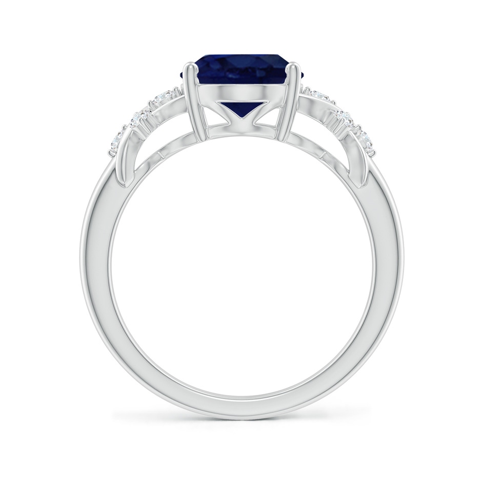 10x8mm A Solitaire Oval Blue Sapphire Criss Cross Ring with Diamonds in White Gold side 199