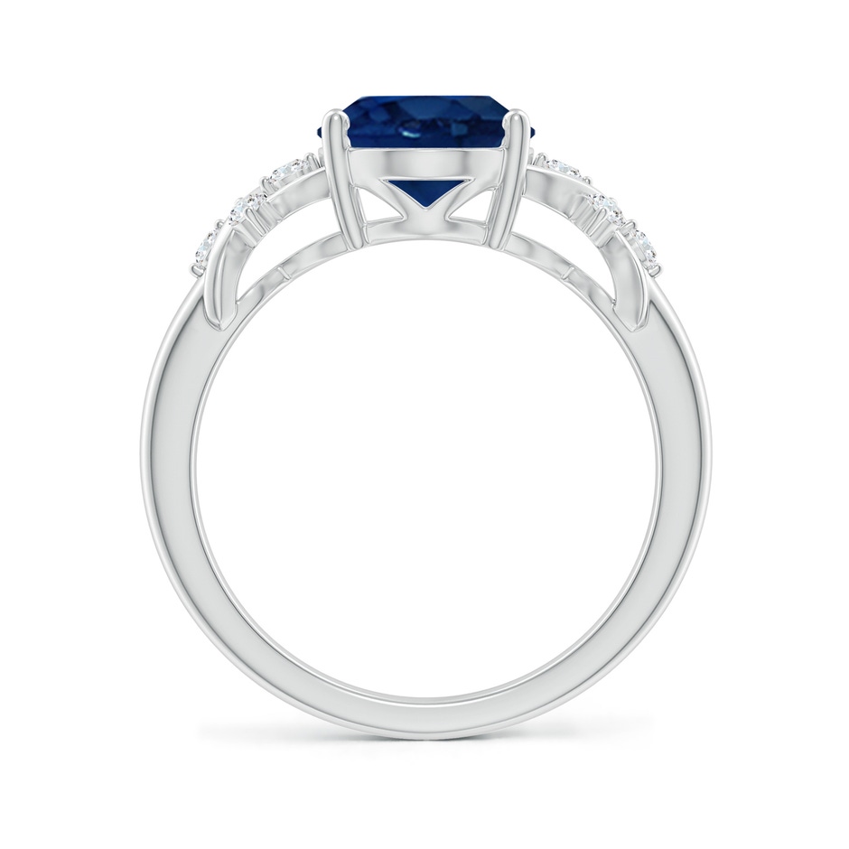 10x8mm AA Solitaire Oval Blue Sapphire Criss Cross Ring with Diamonds in P950 Platinum side 199