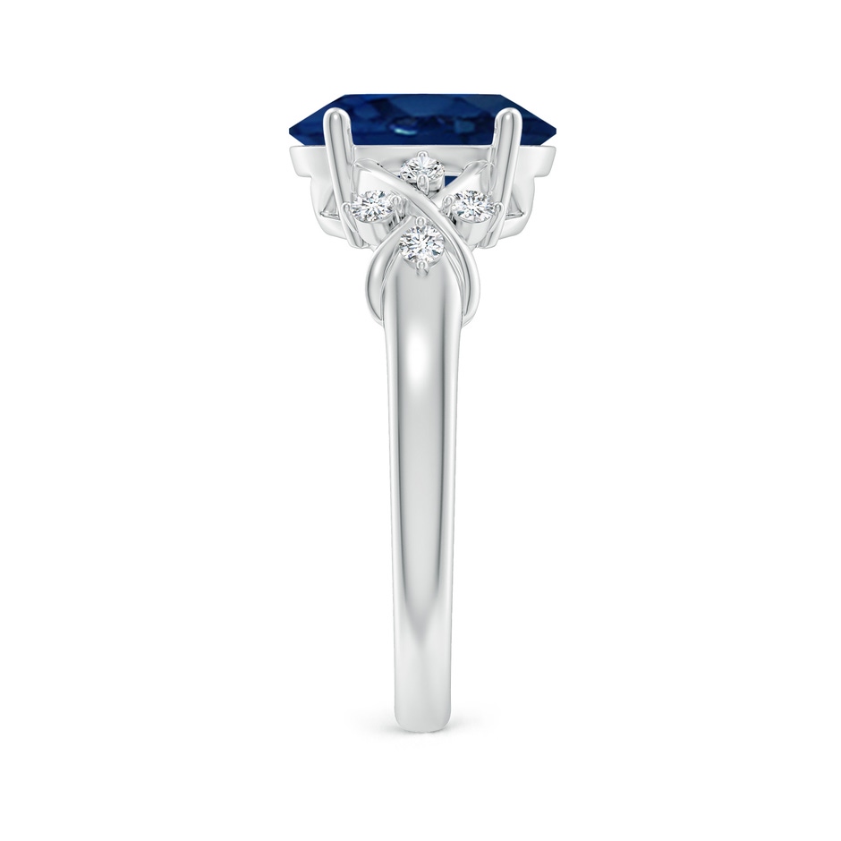 10x8mm AA Solitaire Oval Blue Sapphire Criss Cross Ring with Diamonds in White Gold side 299