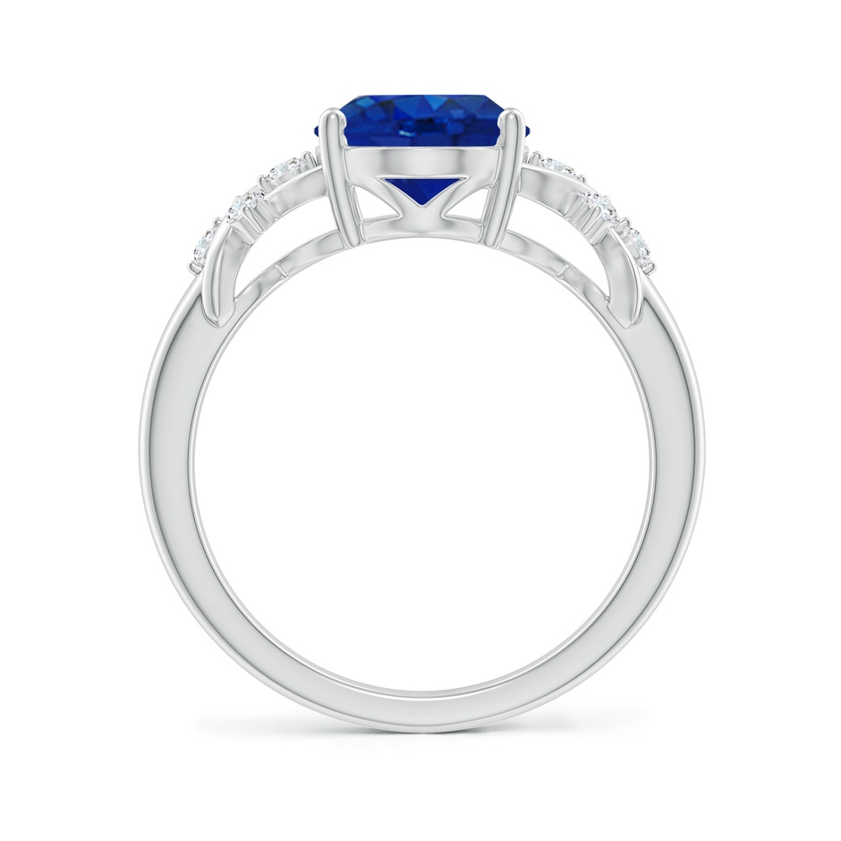 10x8mm AAA Solitaire Oval Blue Sapphire Criss Cross Ring with Diamonds in P950 Platinum side 199