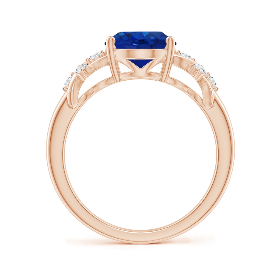 10x8mm AAA Solitaire Oval Blue Sapphire Criss Cross Ring with Diamonds in Rose Gold side 199