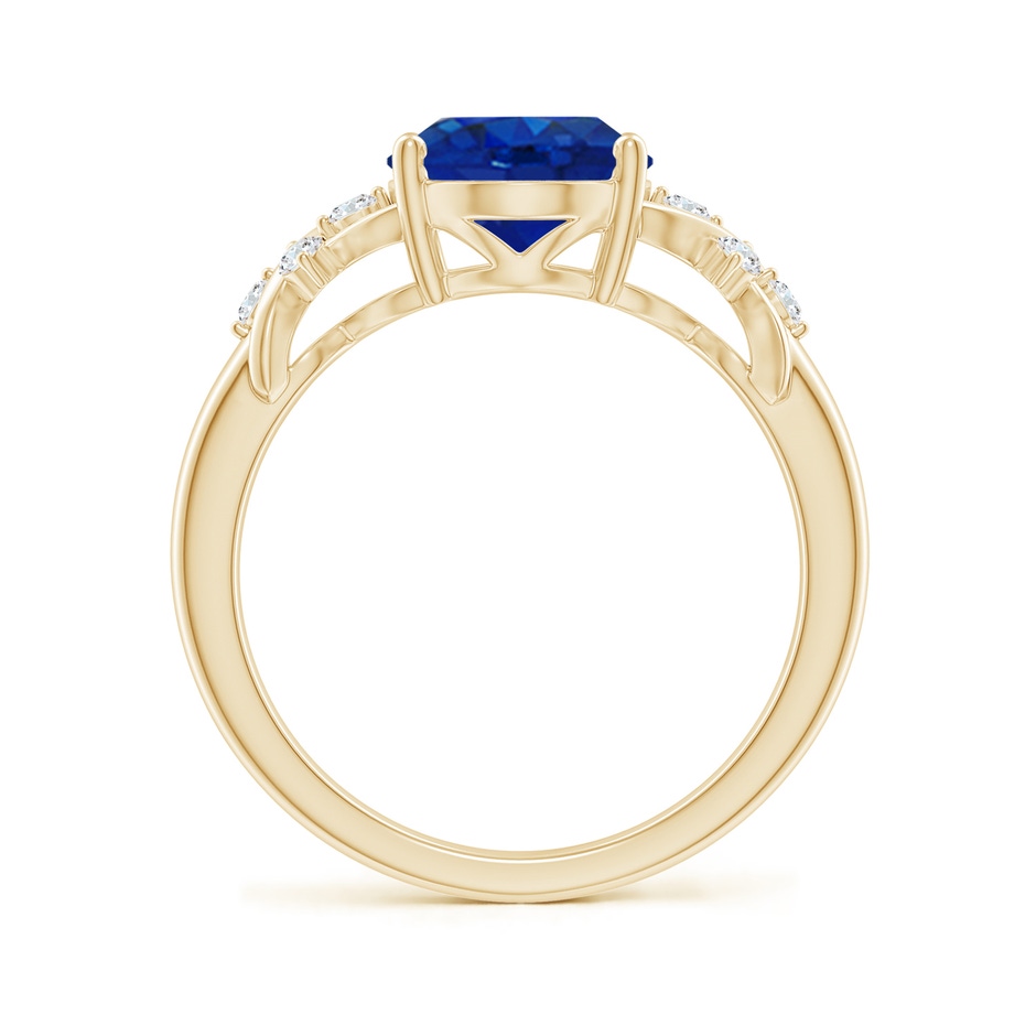10x8mm AAA Solitaire Oval Blue Sapphire Criss Cross Ring with Diamonds in Yellow Gold side 199