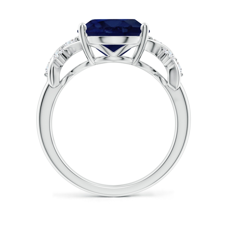 12x10mm A Solitaire Oval Blue Sapphire Criss Cross Ring with Diamonds in P950 Platinum side 199